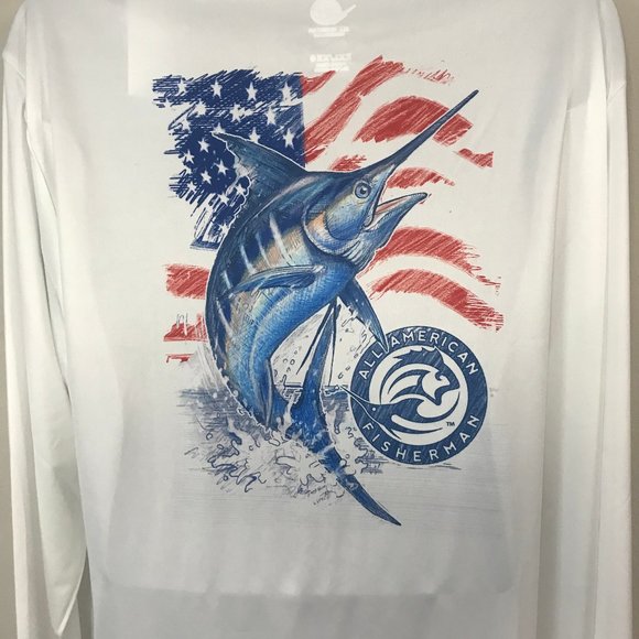 All-American Fishing Ultimate Dri Fit Fishing Shirt UPF 50+ Men's Long Sleeve - Picture 3 of 6